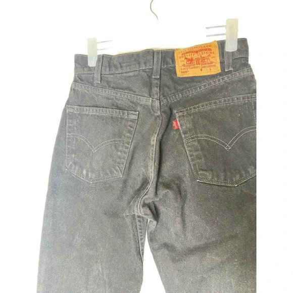 Vtg Levis 505 Mens Jeans 27x29 Straight Black 2000 Red Tab Made in USA Tag 29x30 - Picture 6 of 13